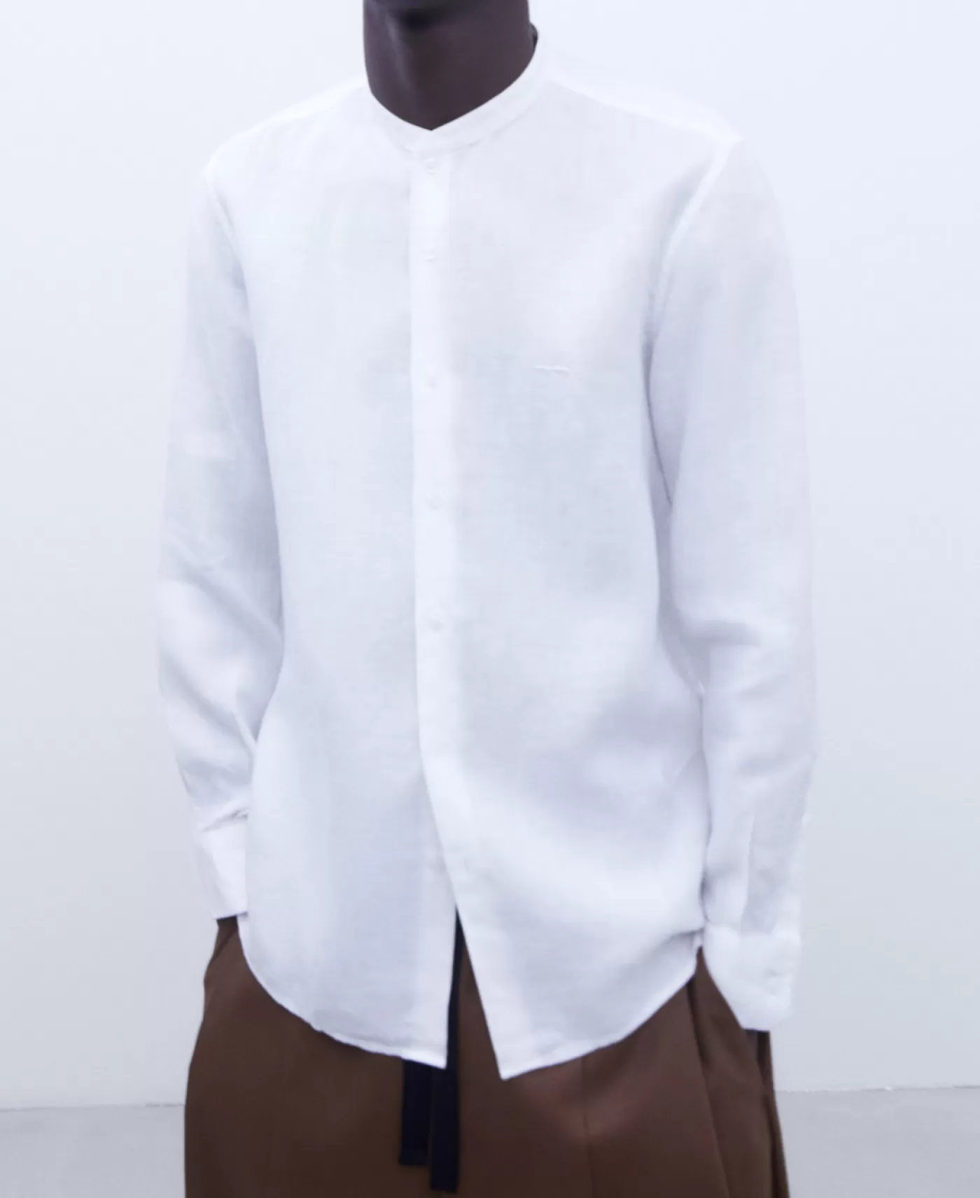 Hombre Adolfo Dominguez Camisa Cuello Mao En Lino