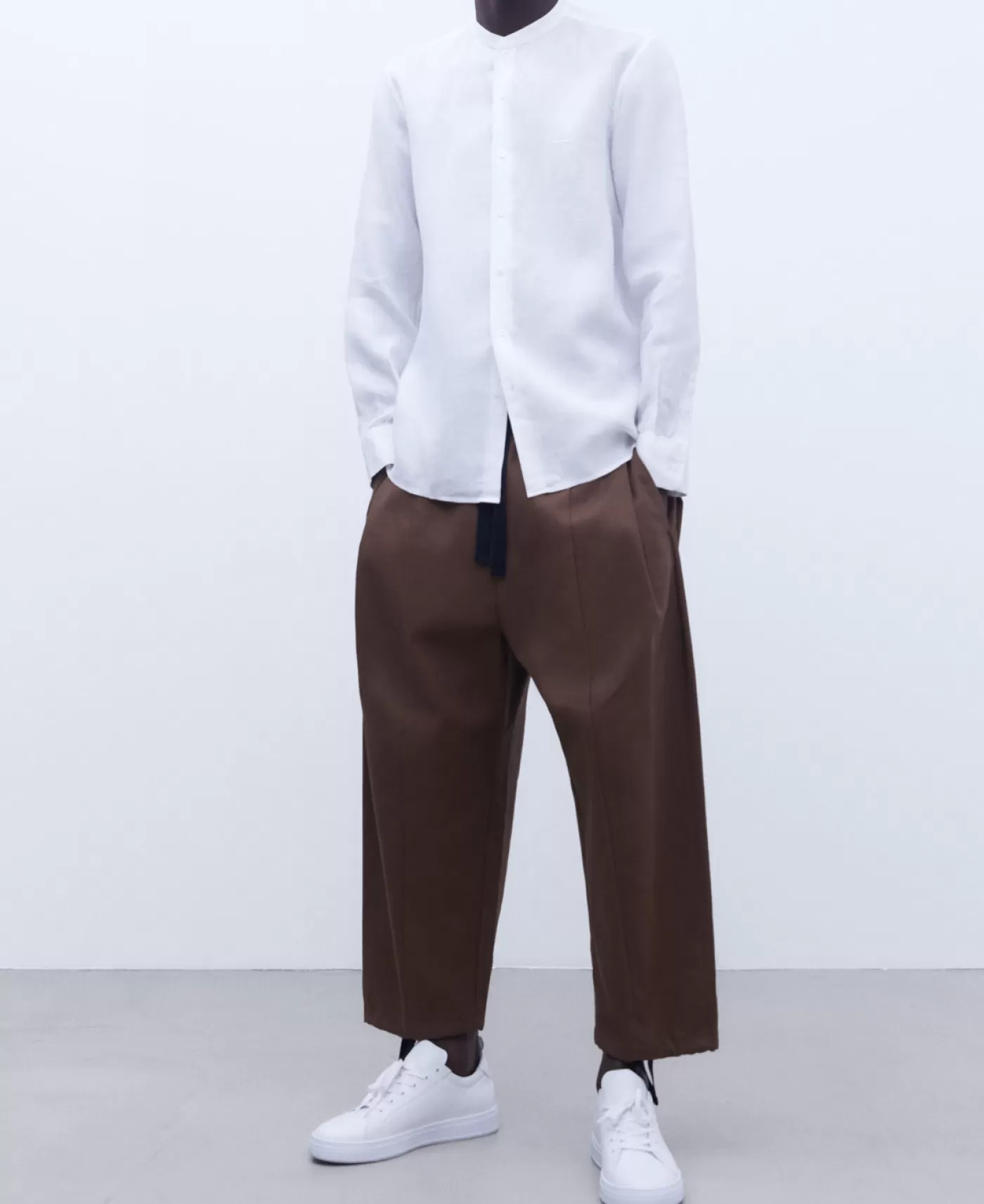 Hombre Adolfo Dominguez Camisa Cuello Mao En Lino