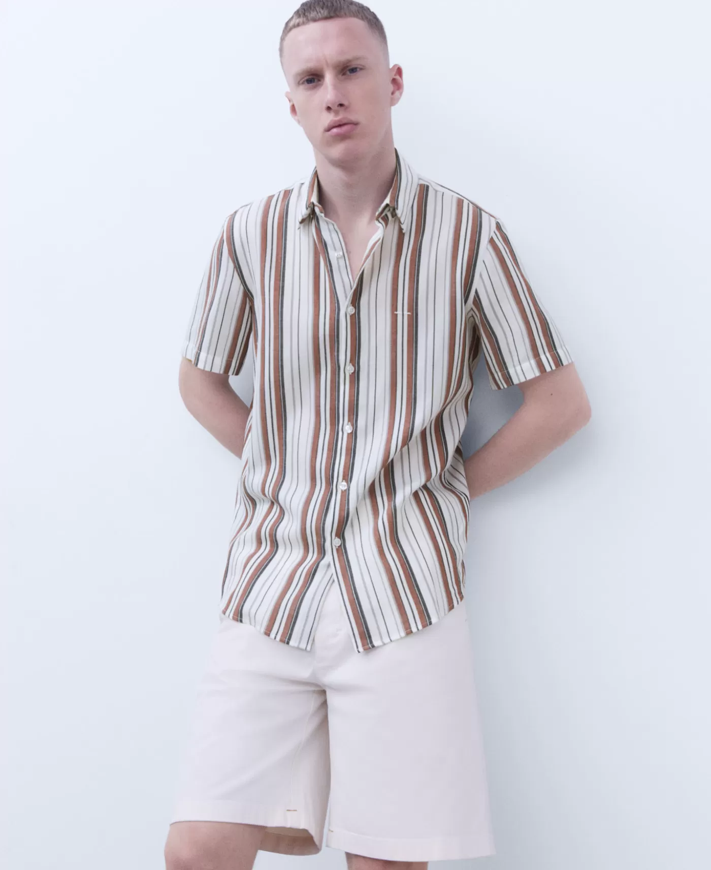 Hombre Adolfo Dominguez Camisa Manga Corta Rayas