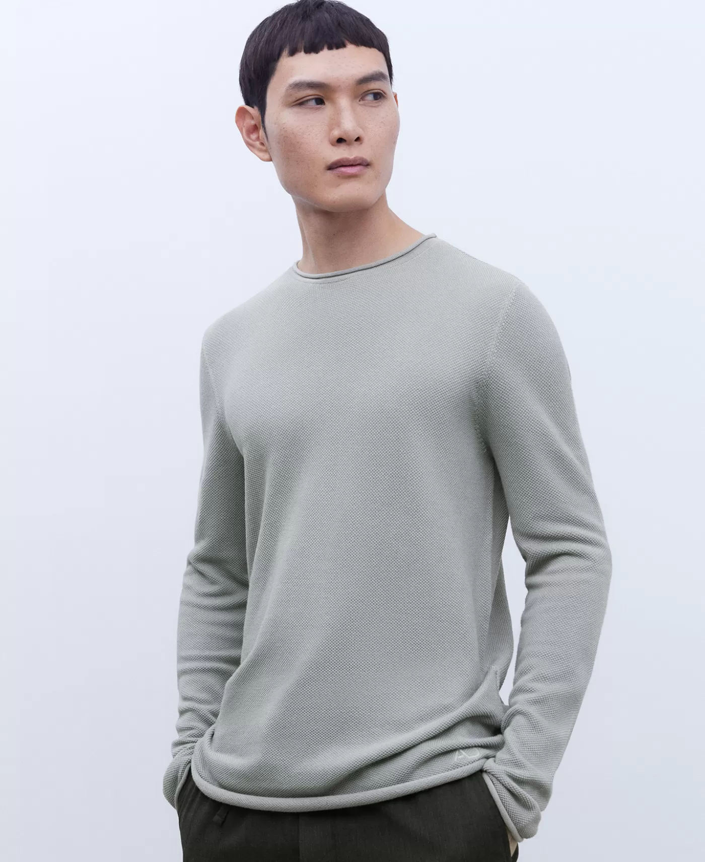 Hombre Adolfo Dominguez Camiseta Manga Larga Cuello Caja