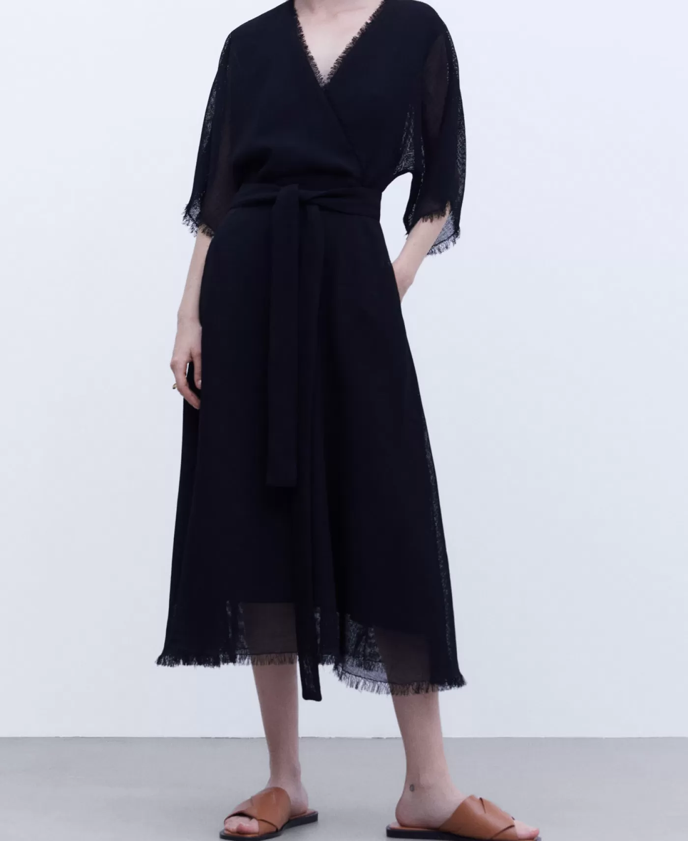 Mujer Adolfo Dominguez Vestido Kimono Desflecado