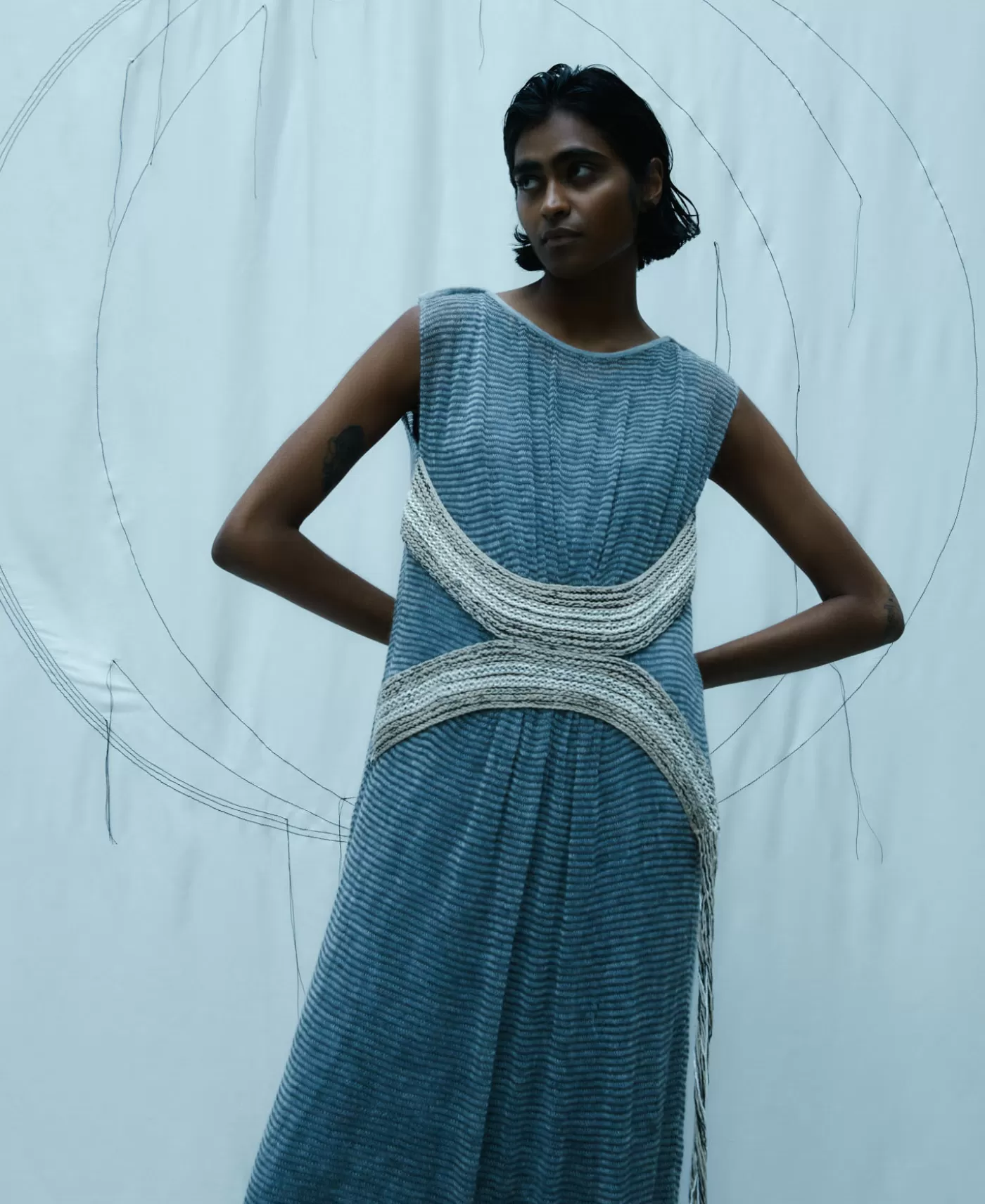 Mujer Adolfo Dominguez Vestido Largo Con Aplicacion Jacquard