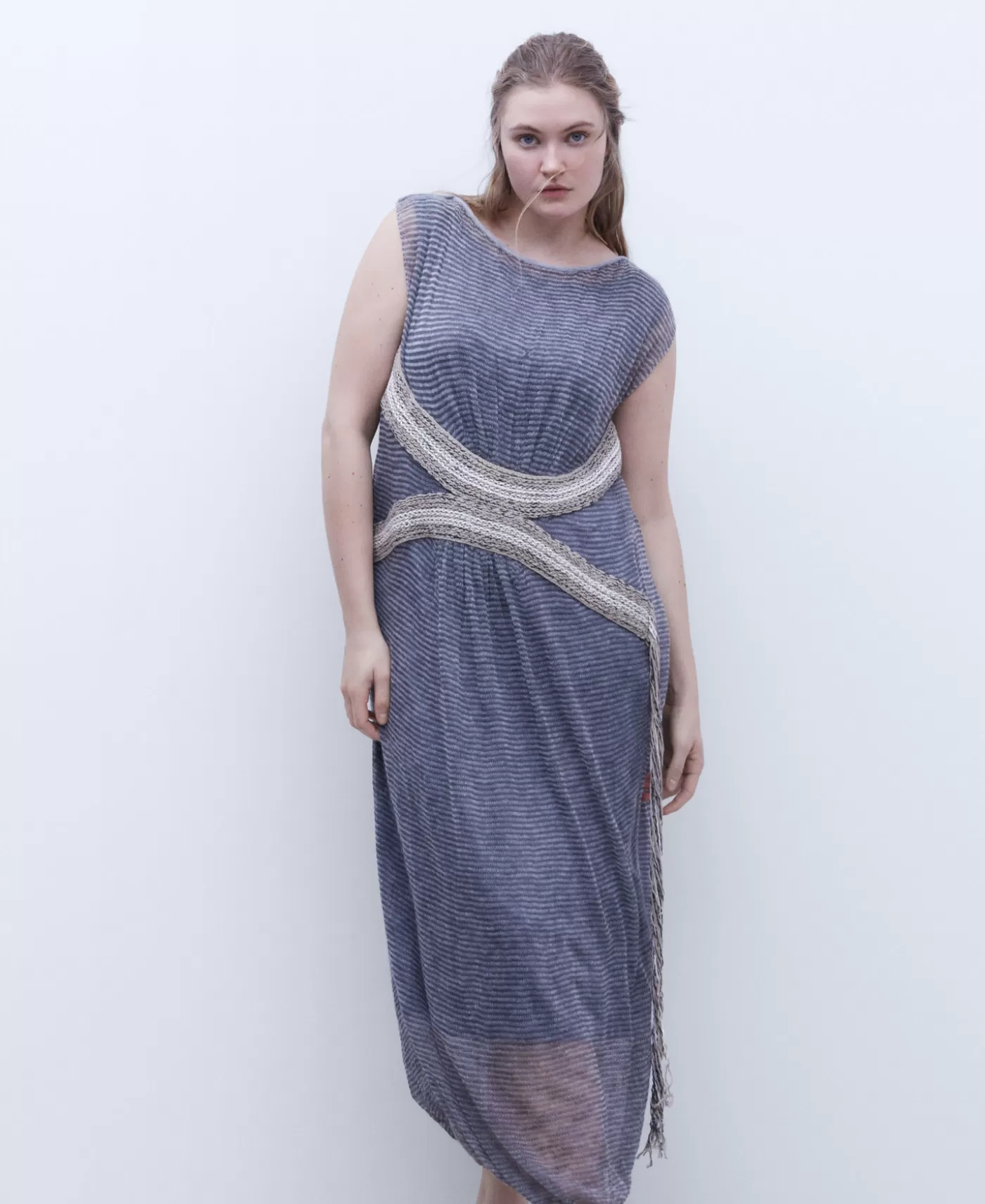Mujer Adolfo Dominguez Vestido Largo Con Aplicacion Jacquard