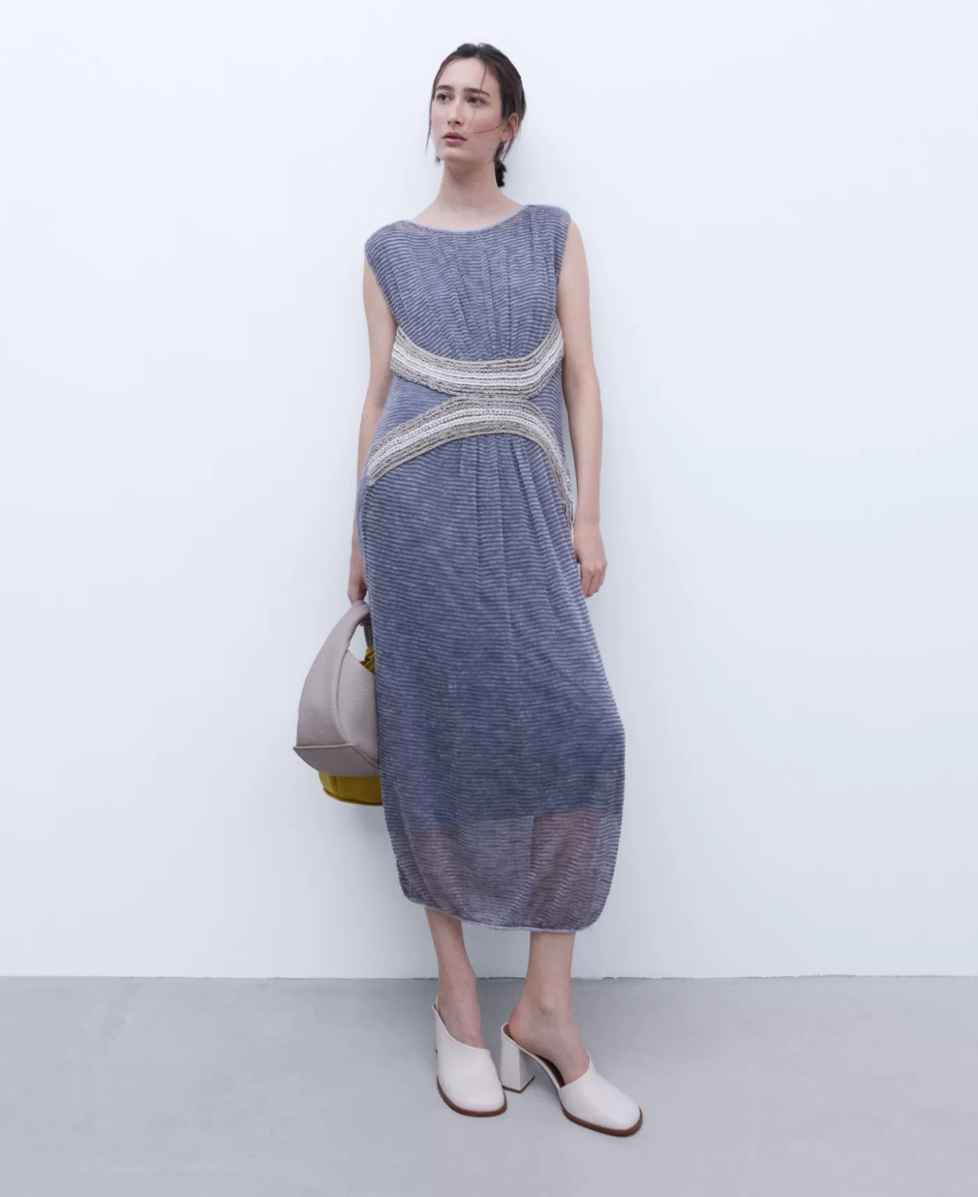 Mujer Adolfo Dominguez Vestido Largo Con Aplicacion Jacquard