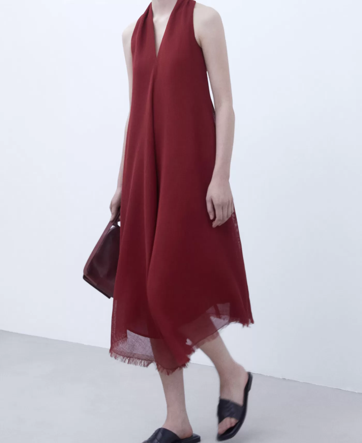 Mujer Adolfo Dominguez Vestido Largo Escote Pico