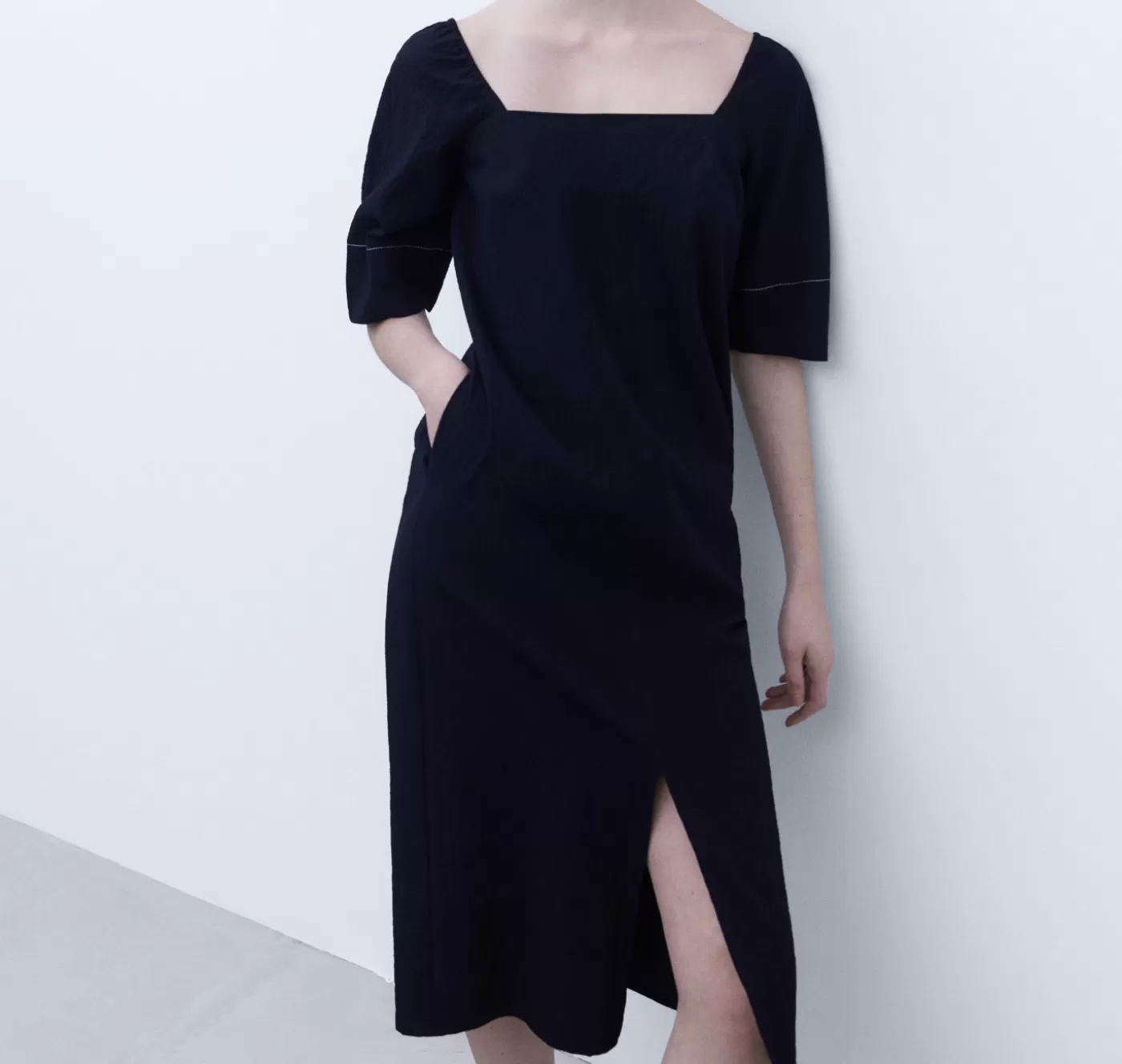Mujer Adolfo Dominguez Vestido Midi Escote Recto