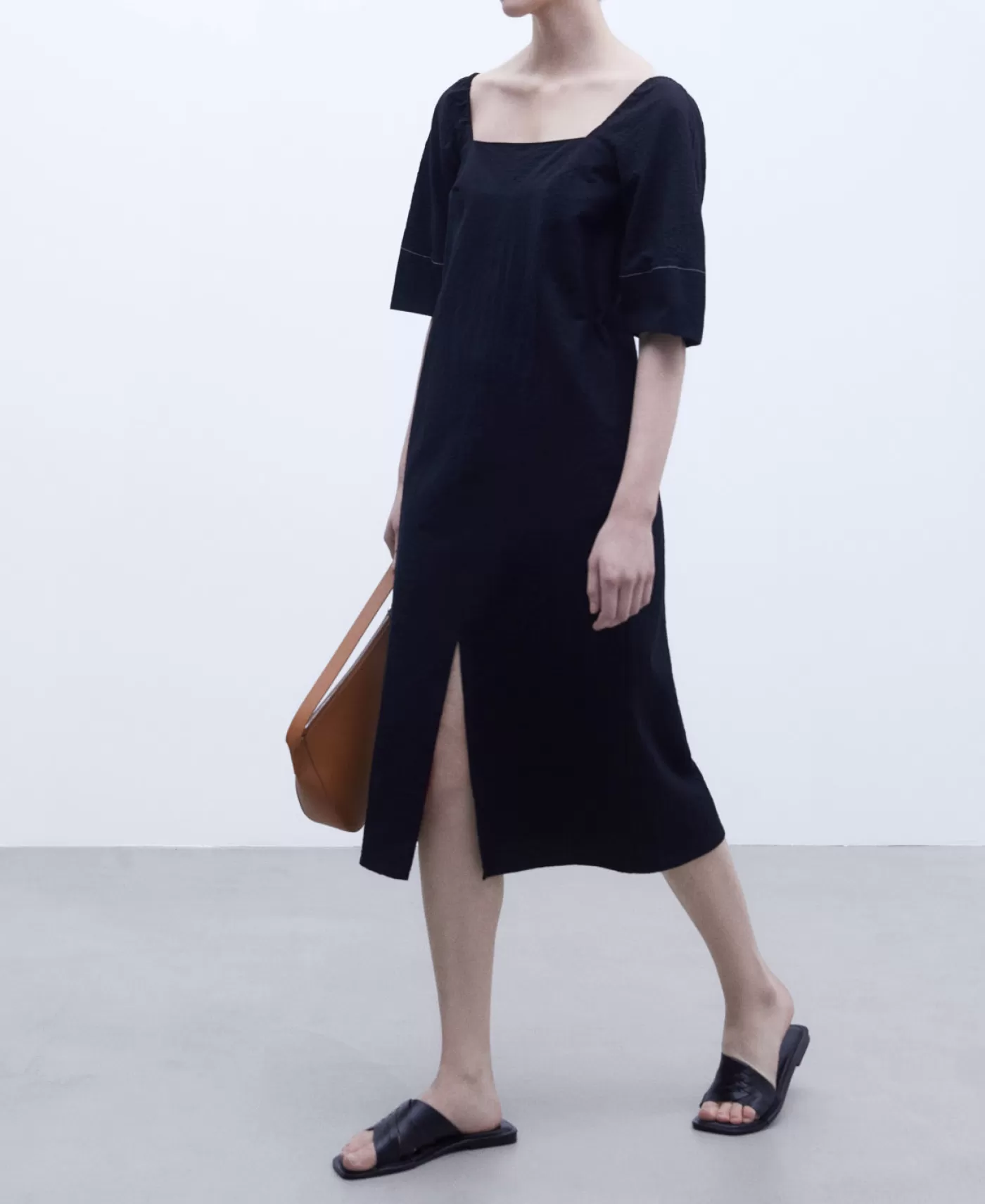Mujer Adolfo Dominguez Vestido Midi Escote Recto